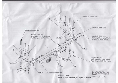 Фаркоп Imiola для Opel Astra хетчбек/седан (1998-2004) O.007