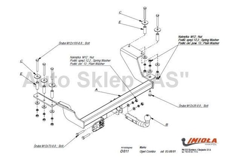 Фаркоп Imiola для Opel Combo (1993-2001) O.011