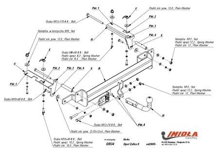 Фаркоп Imiola для Opel Zafira B (2005-2012) O.034