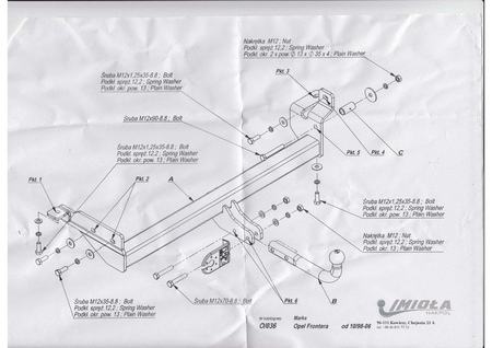 Фаркоп Imiola для Opel Frontera B (1998-2006) O.036