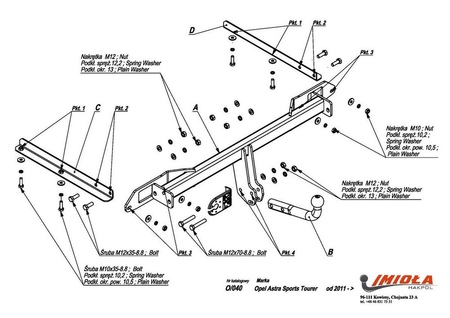 Фаркоп Imiola для Opel Astra универсал (2010-2015) O.040