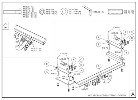 Фаркоп оцинкованный с быстросъемным шаром Galia для Opel Vectra (1995-2002) O029C