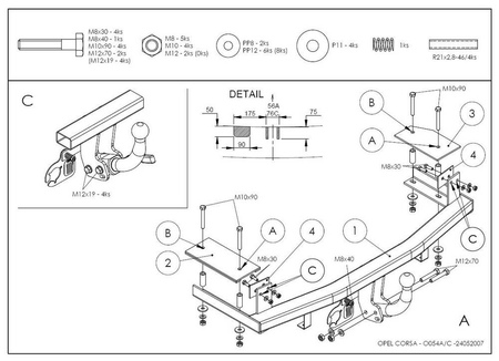 Фаркоп оцинкованный Galia для Opel Corsa (2000-2006) O054A