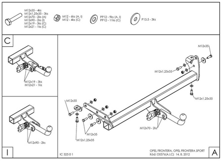 Фаркоп оцинкованный Galia для Opel Frontera (1998-2004) O057A