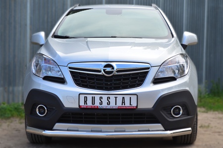 Защита переднего бампера d63 секции RUSSTAL Opel Mokka (2013-2019) OMZ-001350