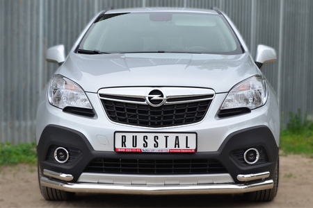 Защита переднего бампера d63 секции/d42 уголки RUSSTAL Opel Mokka (2013-2019) OMZ-001351