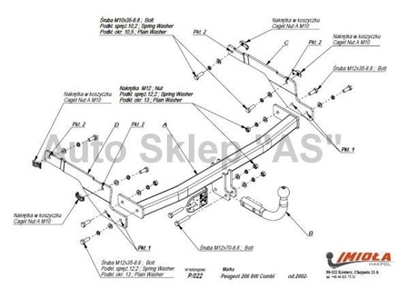 Фаркоп Imiola для Peugeot 206 универсал (2002-2007) P.022