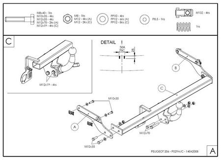 Фаркоп оцинкованный Galia для Peugeot 206 хетчбек (2003-2010) P029A