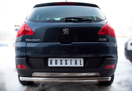 Защита заднего бампера d63 дуга RUSSTAL Peugeot 3008 (2009-2013) P38Z-000430