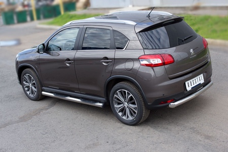 Пороги труба d76 с накладками вариант 2 RUSSTAL Peugeot 4008 (2012-2016) P48T-0005352