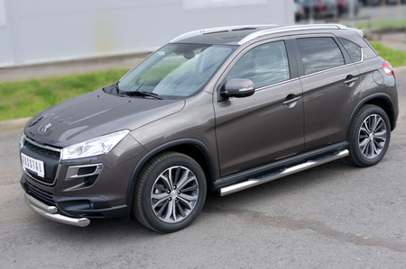 Пороги труба d76 с накладками вариант 3 RUSSTAL Peugeot 4008 (2012-2016) P48T-0005353