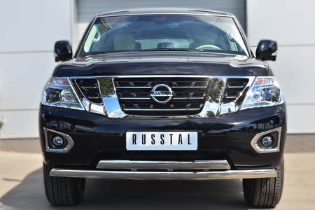 Защита переднего бампера d75х42 дуга 75х42 дуга RUSSTAL Nissan Patrol (2014-2020) PATZ-001729