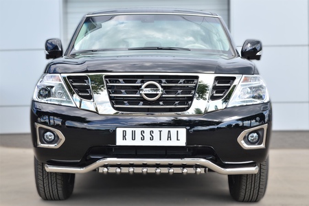 Защита переднего бампера d63 волна+d42 зубы RUSSTAL Nissan Patrol (2014-2020) PATZ-001731