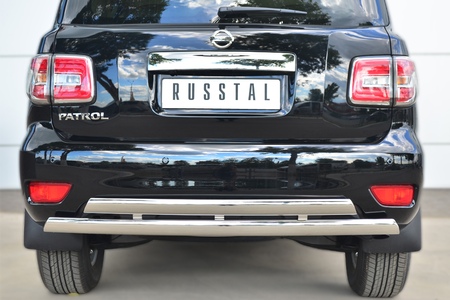 Защита заднего бампера d75х42 дуга d75х42 дуга RUSSTAL Nissan Patrol (2014-2020) PATZ-001735