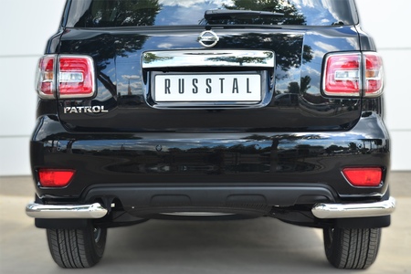 Защита заднего бампера уголки d76 секции RUSSTAL Nissan Patrol (2014-2020) PATZ-001738