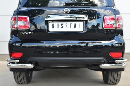 Защита заднего бампера уголки d76секции d42 секции RUSSTAL Nissan Patrol (2014-2020) PATZ-001739