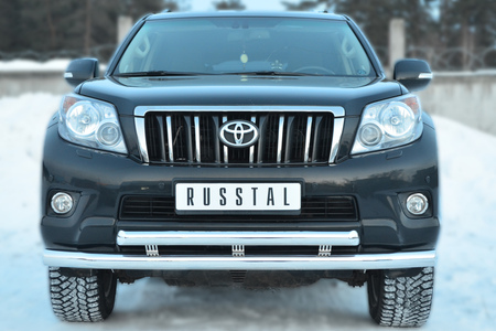 Защита переднего бампера d76 секцииd 63 секции декоративный паз RUSSTAL Toyota Land Cruiser Prado 150 (2009-2013) PNZ-001613