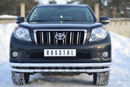 Защита переднего бампера d63 секции d63 уголки+ зубы RUSSTAL Toyota Land Cruiser Prado 150 (2009-2013) PNZ-001615