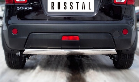 Защита заднего бампера d75х42 овал дуга RUSSTAL Nissan Qashqai (2010-2013) QNZ-000778