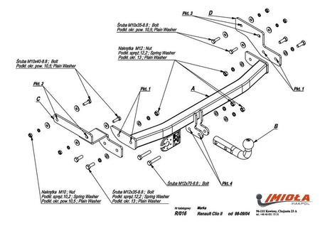 Фаркоп Imiola для Renault Clio (1998-2004) R.016