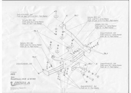 Фаркоп Imiola для Renault Espace (1997-2002) R.019