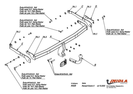 Фаркоп Imiola для Renault Scenic (2003-2009) R.029