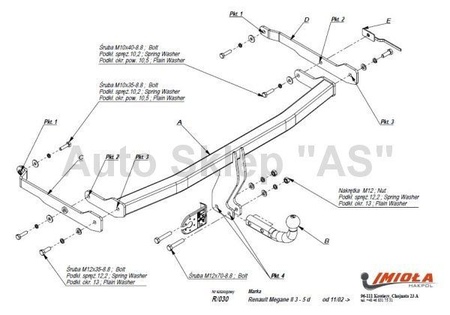 Фаркоп Imiola для Renault Megane хетчбек (2002-2008) R.030