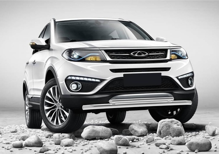 Защита переднего бампера d57+d42 Chery Tiggo 5 (2016-2020) R.0904.002