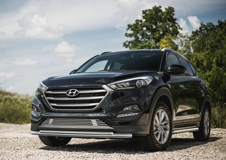 Защита переднего бампера d57+d42 Hyundai Tucson (2015-2018) R.2308.001