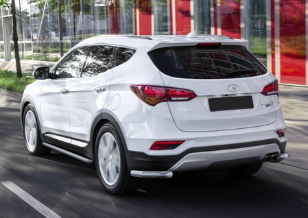 Защита заднего бампера d57 уголки Hyundai Santafe (2015-2018) R.2309.004