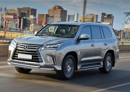 Защита переднего бампера d76+75x42 овал Lexus LX (2015-2022) R.3210.004