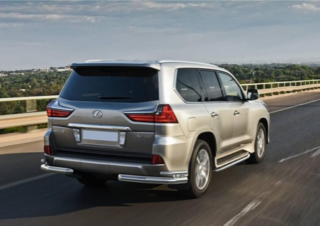 Защита заднего бампера d76+d42 уголки Lexus LX (2015-2022) R.3210.007