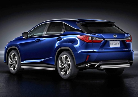 Защита заднего бампера 75х42 овал Lexus RX, кроме 450h (2015-2021) R.3211.008