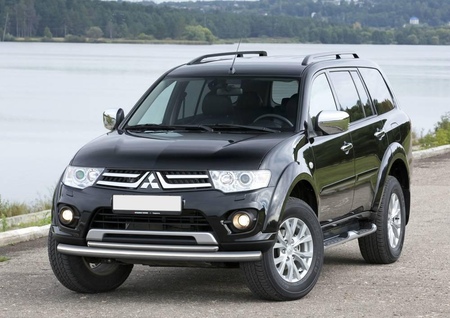 Защита переднего бампера d76+d42 Mitsubishi Pajero Sport (2008-2016) R.4007.002