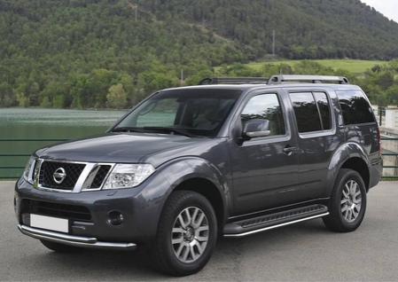 Защита переднего бампера d76+d57 Nissan Pathfinder (2010-2014) R.4105.002