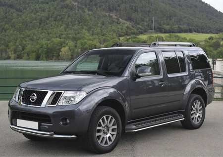 Защита переднего бампера d76+d57 Nissan Pathfinder (2010-2014) R.4105.002