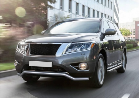 Защита переднего бампера d57 волна Nissan Pathfinder (2014-2017) R.4121.003