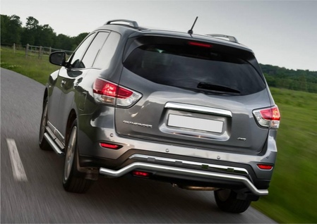 Защита заднего бампера d57 волна Nissan Pathfinder (2014-2016) R.4121.007