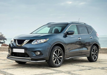 Защита переднего бампера d57 + d42 Nissan X-Trail (2015-2018) R.4122.002