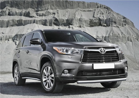 Защита переднего бампера 75х42 короткая Toyota Highlander (2014-2019) R.5715.014