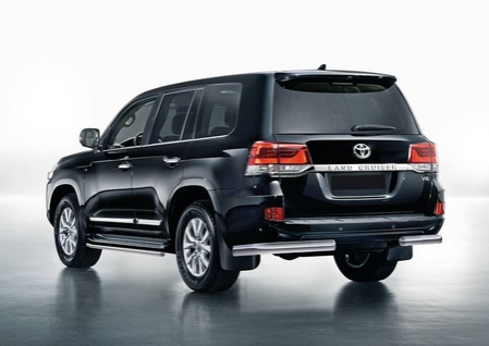 Защита заднего бампера 75х42 овал уголки Toyota Land Cruiser 200 (2015-2021) R.5717.012