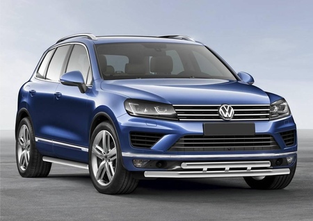 Защита переднего бампера d57+d57 Volkswagen Touareg (2010-2018) R.5801.004