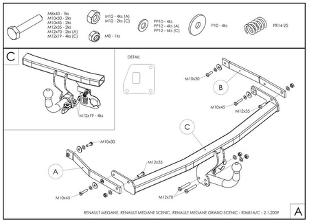 Фаркоп оцинкованный Galia для Renault Scenic (2004-2009) R068A