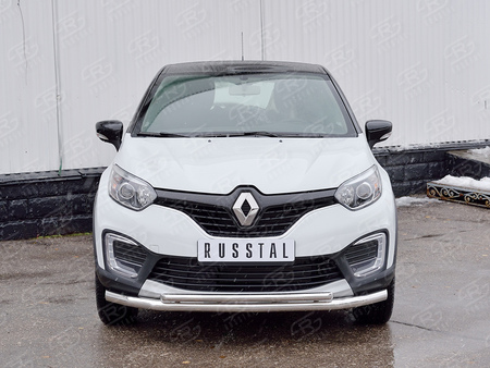Защита переднего бампера d63 секция-d42 дуга RUSSTAL Renault Kaptur (2016-2020) RKPZ-002463