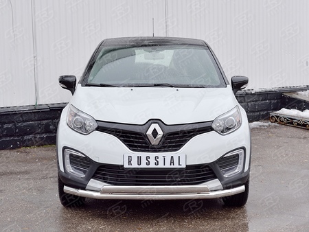 Защита переднего бампера d63 секция-75х42 дуга RUSSTAL Renault Kaptur (2016-2020) RKPZ-002464