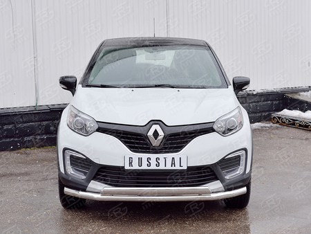 Защита переднего бампера d63 секция-75х42 дуга RUSSTAL Renault Kaptur (2016-2020) RKPZ-002464