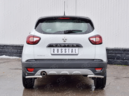 Защита заднего бампера уголки d42 секция RUSSTAL Renault Kaptur (2016-2020) RKPZ-002472
