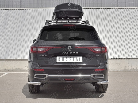 Защита заднего бампера уголки d63 секции RUSSTAL Renault Koleos (2017-2023) RKZ-002979