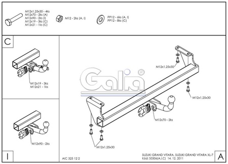 Фаркоп оцинкованный Galia для Suzuki Grand Vitara (1998-2005) S030A