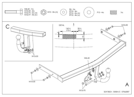 Фаркоп оцинкованный Galia для SEAT Ibiza (2002-2008) S058A